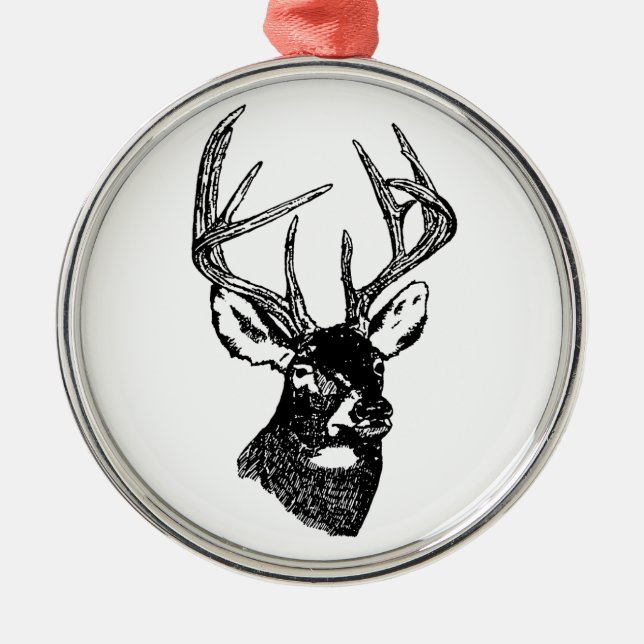White Tail Deer Trophy Buck Metal Tree Decoration (Front)