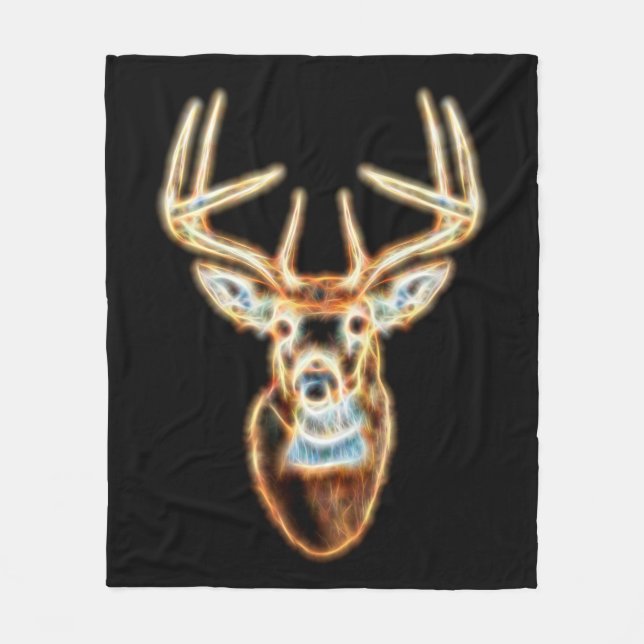 White Tail Head Energy Spirit Fleece Blanket (Front)