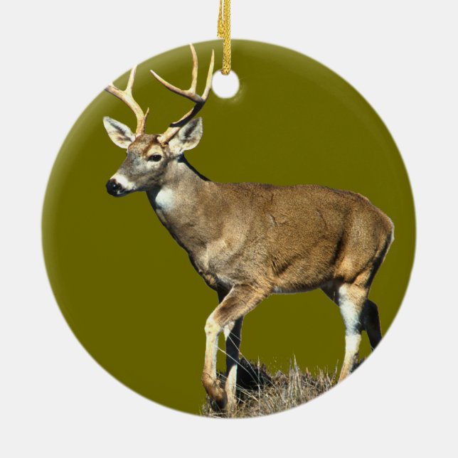 White Tailed Deer Buck Ceramic Tree Decoration (Back)