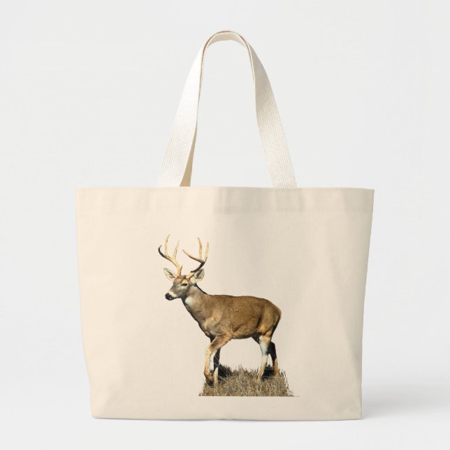 White Tailed Deer Buck Large Tote Bag (Front)