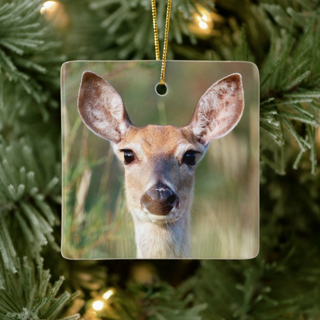 White-tailed Deer Doe Ceramic Ornament (Tree)