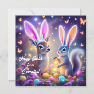 White-tailed deer & eastern grey squirrel rabbit  holiday card