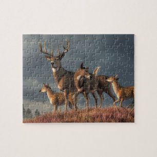 White Tailed Deer Family Jigsaw Puzzle