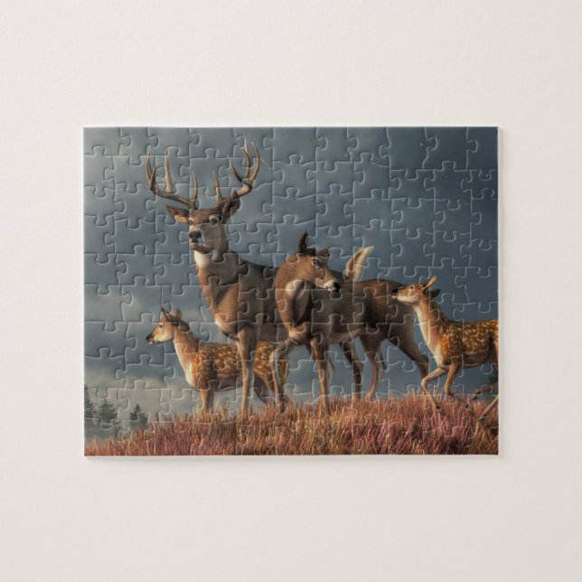 White Tailed Deer Family Jigsaw Puzzle (Horizontal)