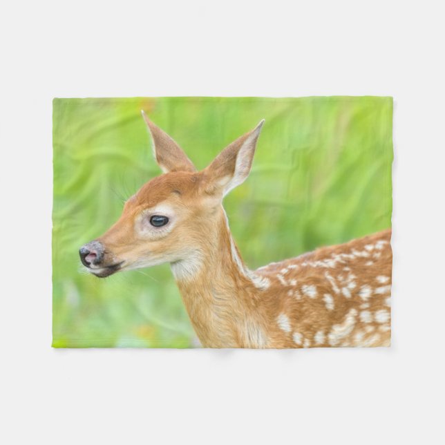 White-Tailed Deer Fawn | Minnesota Fleece Blanket (Front (Horizontal))