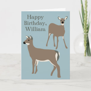 White Tailed Deer Personalised Custom Birthday Card