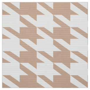 White & Tan Houndstooth Seamless Pattern Fabric