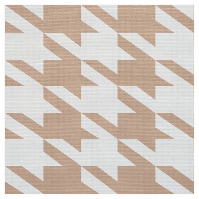 White & Tan Houndstooth Seamless Pattern Fabric (Swatch)
