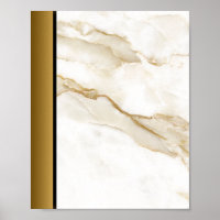 White Tan Marble Stone / Black Gold Border Art 