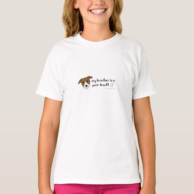 White & Tan Pit Bull Brother T-Shirt (Front)