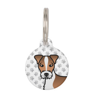 White & Tan Rough Coat Jack Russell Terrier Head Pet Tag