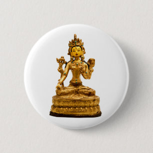 White Tara 6 Cm Round Badge
