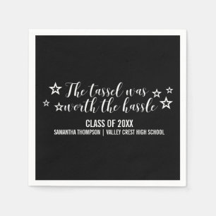 White Tassel Worth Hassle Graduation Napkin