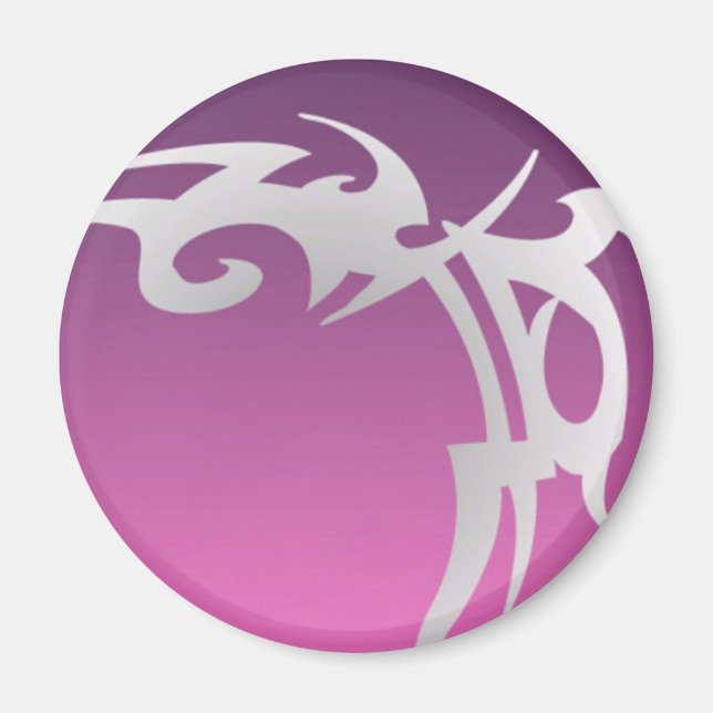 White tattoo print on purple gradient magnet (Front)