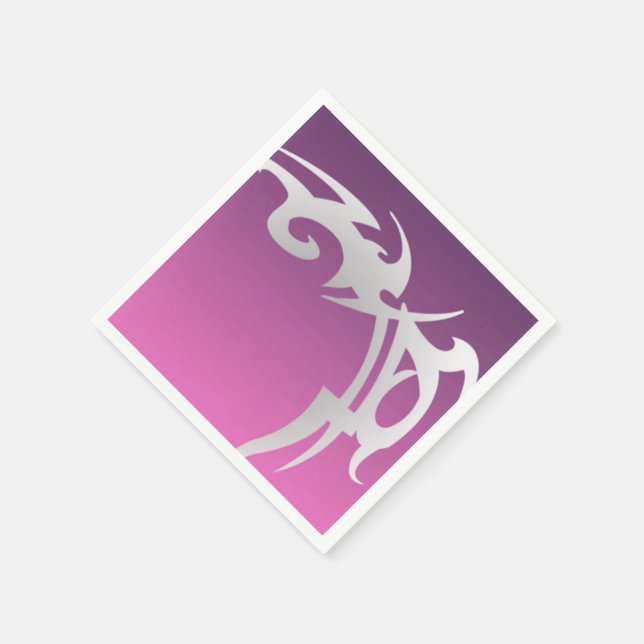 White tattoo print on purple gradient napkin (Corner)