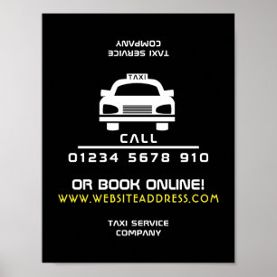 White Taxi Cab Logo Advertising Poster