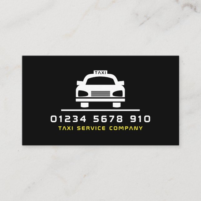 White Taxi Cab Logo, Price List Business Card (Front)
