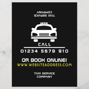 White Taxi Cab Logo with Price List Flyer