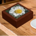 White Tea Camellia Floral Gift Box<br><div class="desc">Store trinkets,  jewellery and other small keepsakes in this wooden gift box with ceramic tile that features the photo image of a blooming,  white Tea Camellia flower. A lovely,  floral design! Select your gift box size and colour.</div>