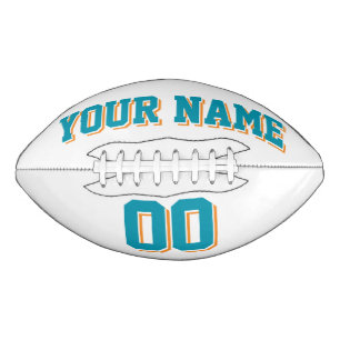WHITE TEAL AND ORANGE Custom Football