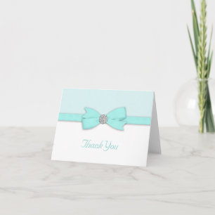 White Teal Blue Thank You Cards