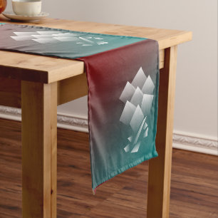 White teal burgundy medium table runner
