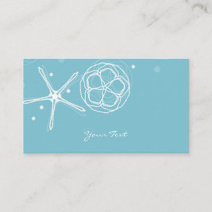 White & Teal Elegant Pearl Starfish Wedding Business Card