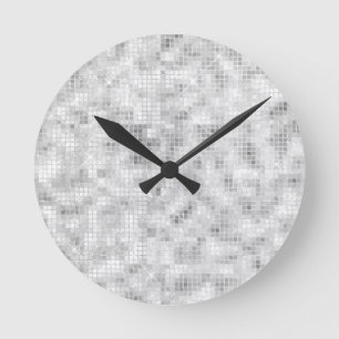 White Teal Marble Classic Elegant Beauty Glitzy Round Clock