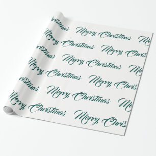 White & Teal Merry Christmas - Wrapping Paper