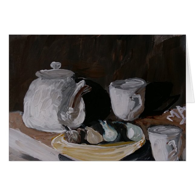 White Teapot and Cup Set (Front Horizontal)