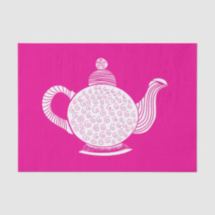 White Teapot on Hot Pink Tissue Paper