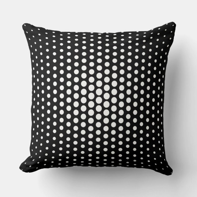 White Techno Dots Modern Black Cushion (Front)