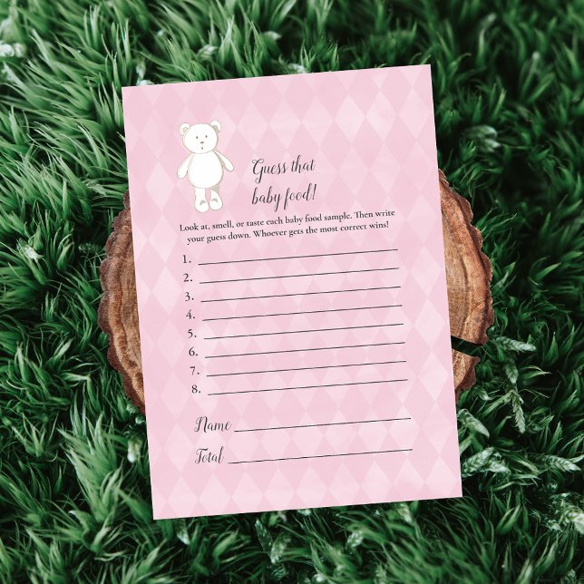 White Teddy Bear Guess The Baby Food Shower Game Invitation (Creator Uploaded)
