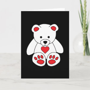 White Teddy Bear Heart Valentine's Day I Love You Card