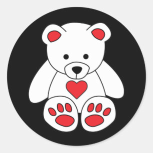 White Teddy Bear Heart Valentine's Day I Love You Classic Round Sticker