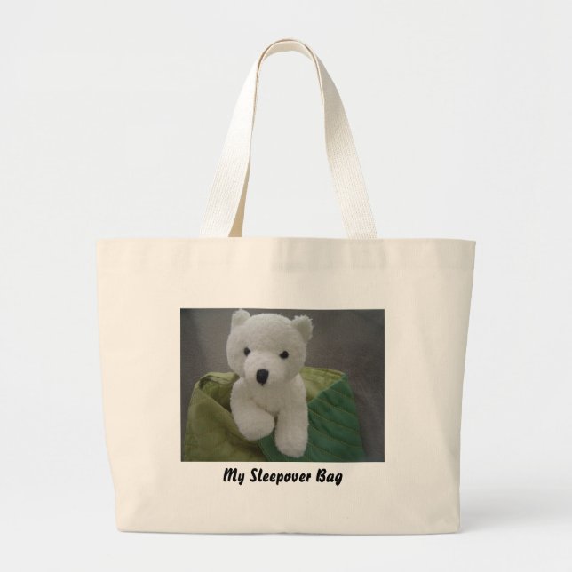 White Teddy Bear Large Tote Bag (Front)