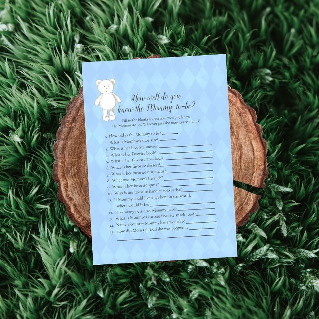 White Teddy Bear Who Knows Mummy Best Shower Game Invitation (Creator Uploaded)