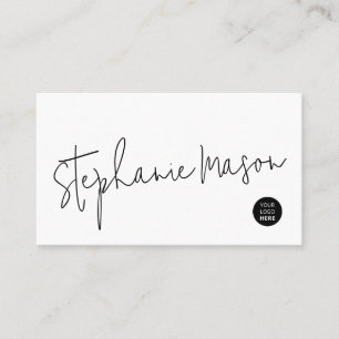 White Template Logo Minimalist Script Simple Business Card
