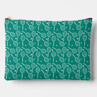 White Tennis Racket and a Ball Pattern Green