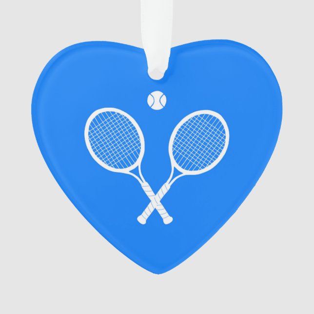 White Tennis Rackets Blue Heart Ornament (Front)