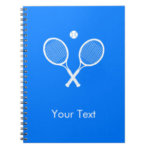 White Tennis Rackets on Blue Personalised Notebook