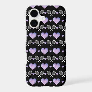 White Tennis Rackets Purple Hearts Love Athletic