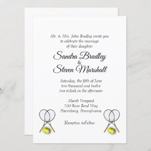 White Tennis Wedding Theme Invitations