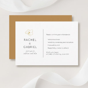 White Terracotta Chic Minimal Wedding RSVP Card