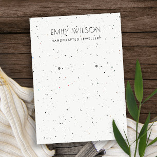 WHITE TERRAZZO TEXTURE KRAFT EARRING DISPLAY LOGO BUSINESS CARD