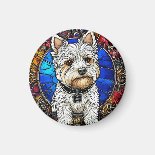White Terrier Dog Portrait Magnet