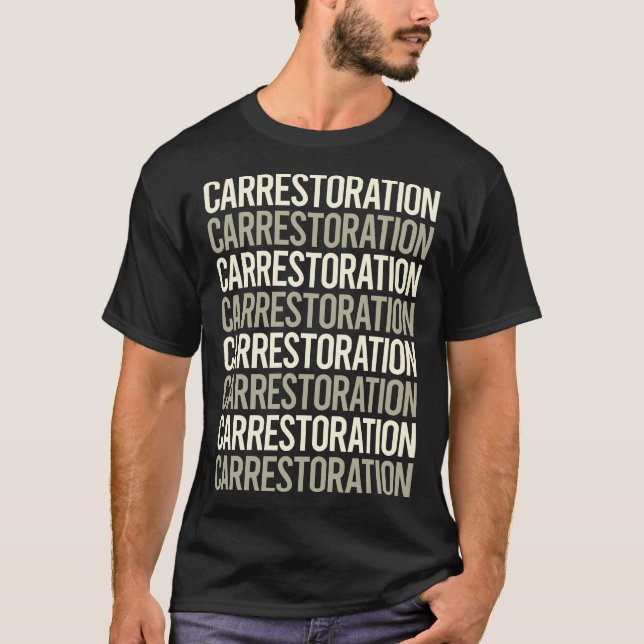White Text Car Restoration T-Shirt (Front)