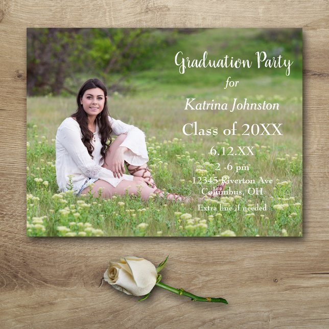 White Text Graduation Party Invitation Postcard (Creator Uploaded)