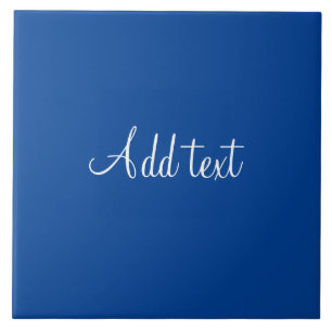 White text on blue background template tile