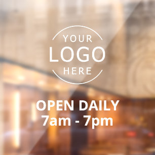 White Text Open Daily Your Own Logo Store Sign